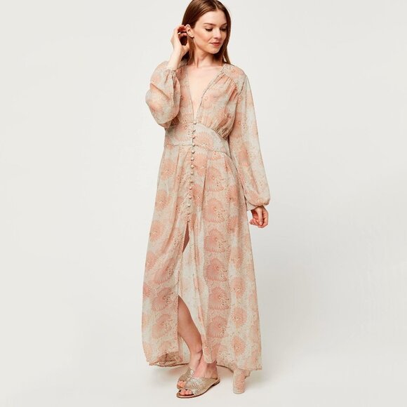 Free People long sleeve floral print semi-sheer longline duster - Picture 9 of 16